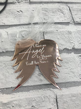 Load image into Gallery viewer, Personalised angel / memory hanging sign - any colour ribbon and wording
