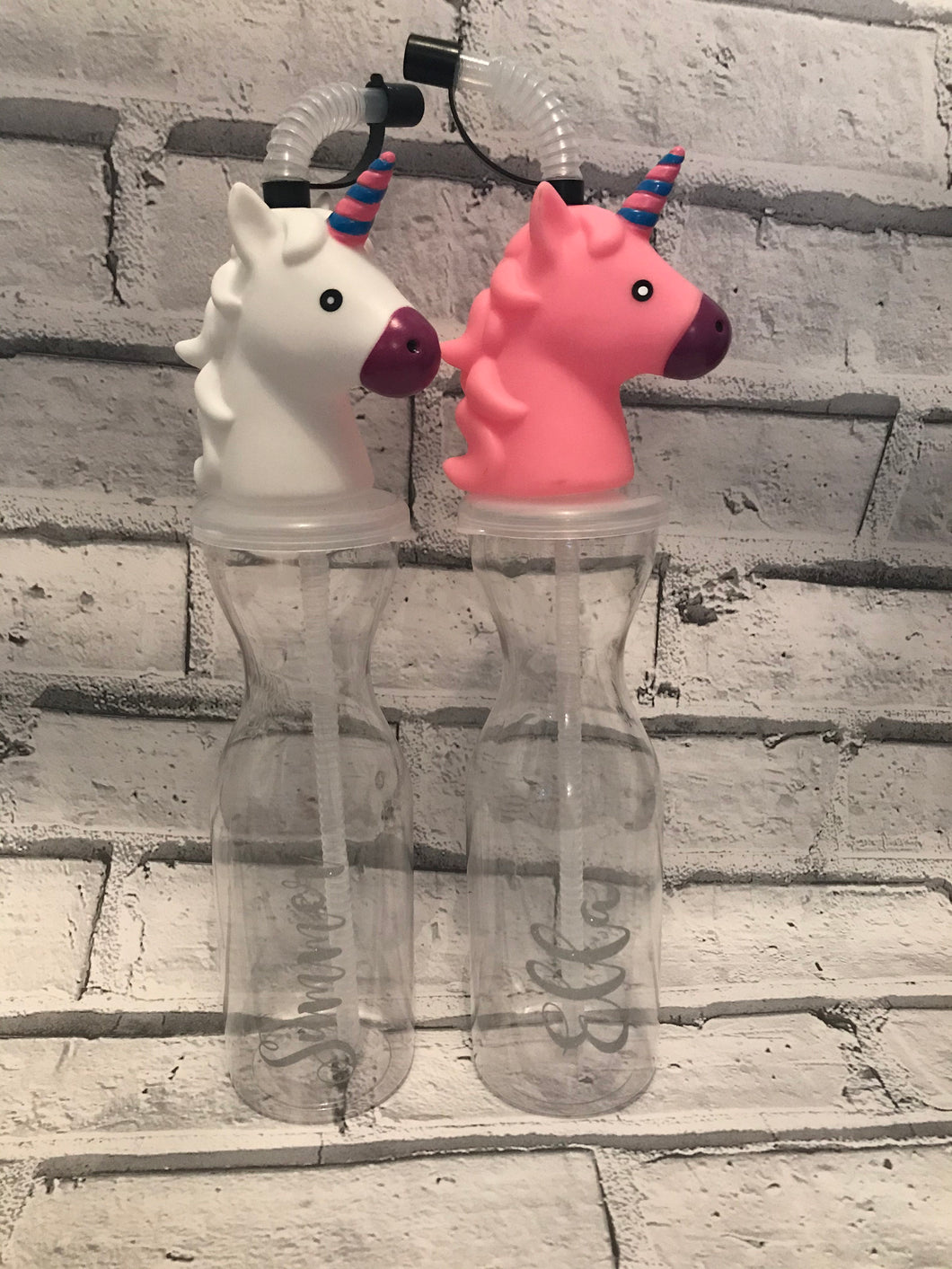 Personalised Unicorn bottles - available in pink or white