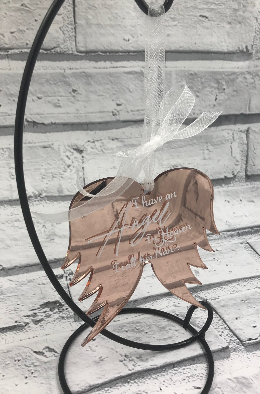 Personalised angel / memory hanging sign - any colour ribbon and wording