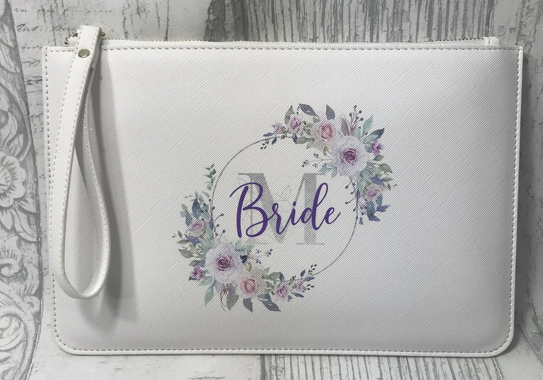 Personalised Bride Clutch Bag White