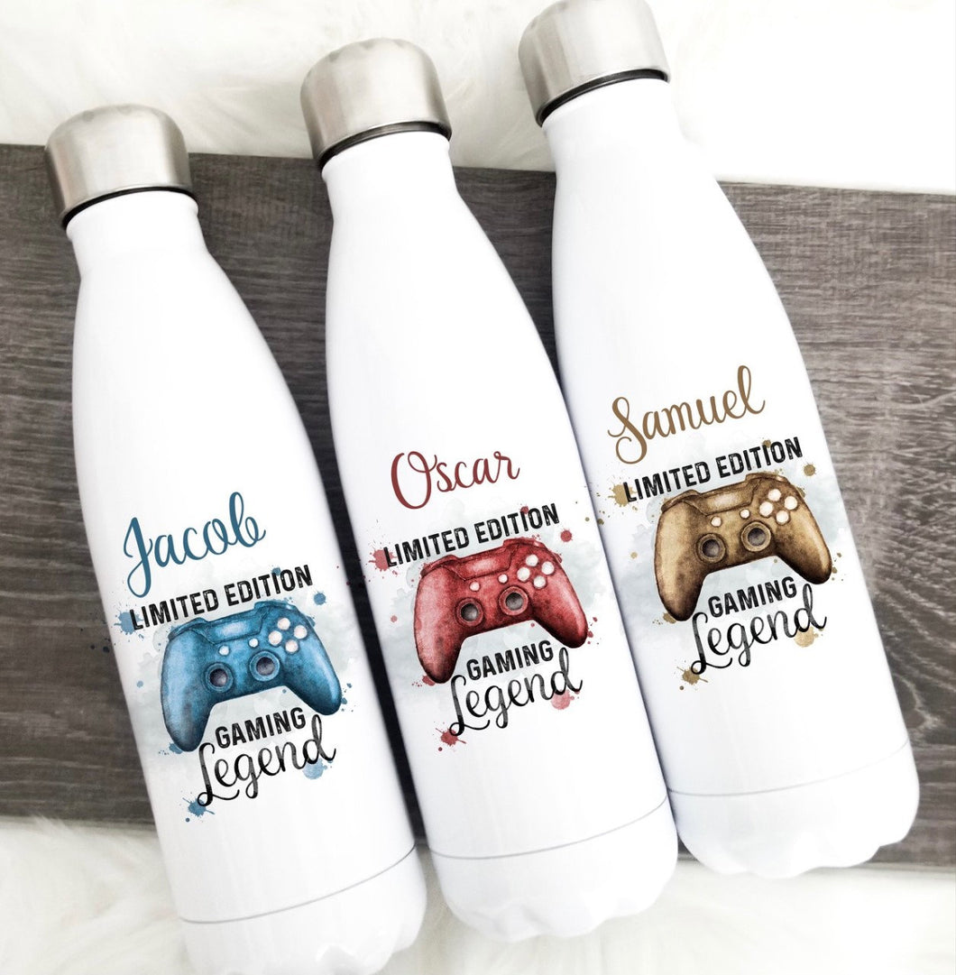 Personalised 500ml Insulated Bottles, Lockdown present, ideal - Christmas Gift - fully customisable, rainbow, gamer, bee kind