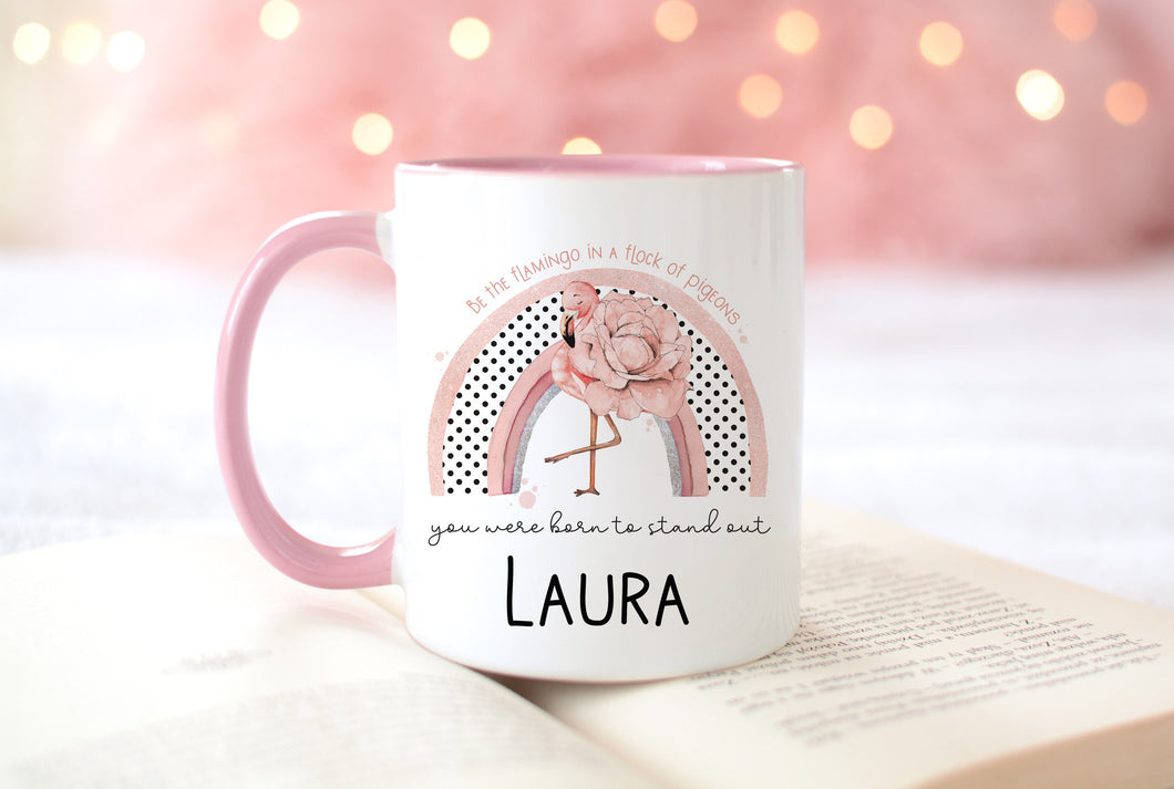 Personalised Mugs, Cups, Lockdown present, ideal - Christmas Gift - fully customisable, rainbow, 'you were born to stand out'