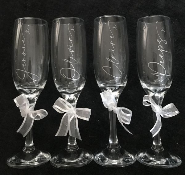 Personalised Champagne Glasses - Any font, any colour POST ON