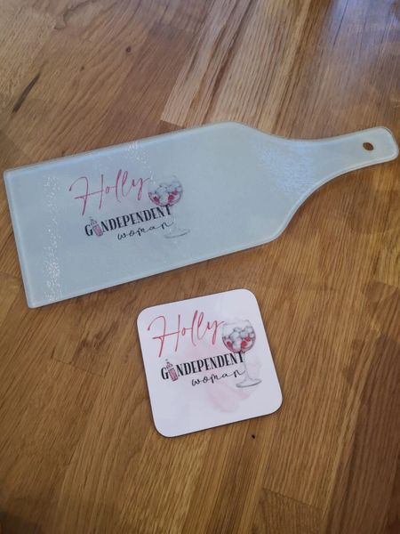 NEW RANGE - Personalised chopping board, coasters & insulated wine goblet
