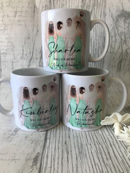 'Will you be my Bridesmaid?' Perfect gifts for asking the question! Cushion, Bag, Mugs and boxes!